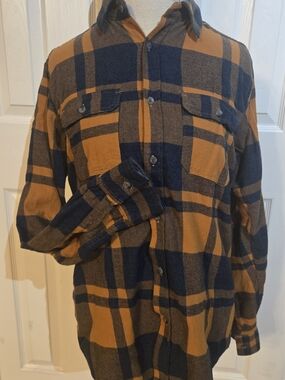 Ocean Current Plaid Shirt in Mustard, Navy & Brown